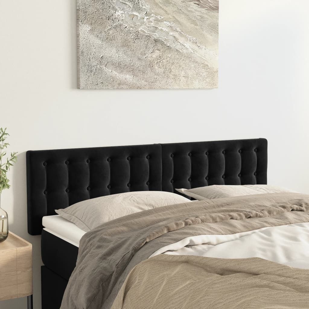 The Living Store Kopfteile 2 Stk. Schwarz 72x5x78/88 cm Samt