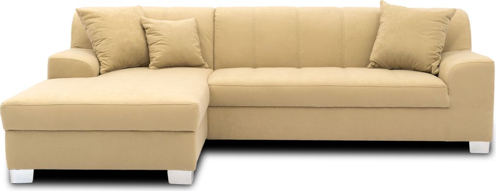 DOMO Collection Ecksofa Capri, Sofa in L-Form mit Füßen aus Chrom, Eckcouch, Polsterecke, Couch 239 x 152 x 75 cm (BxTxH), beige