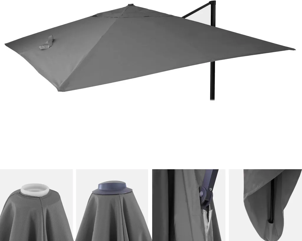 Telo Copertura Antracite 3x3m HWC-A96 per Ombrellone a Semaforo