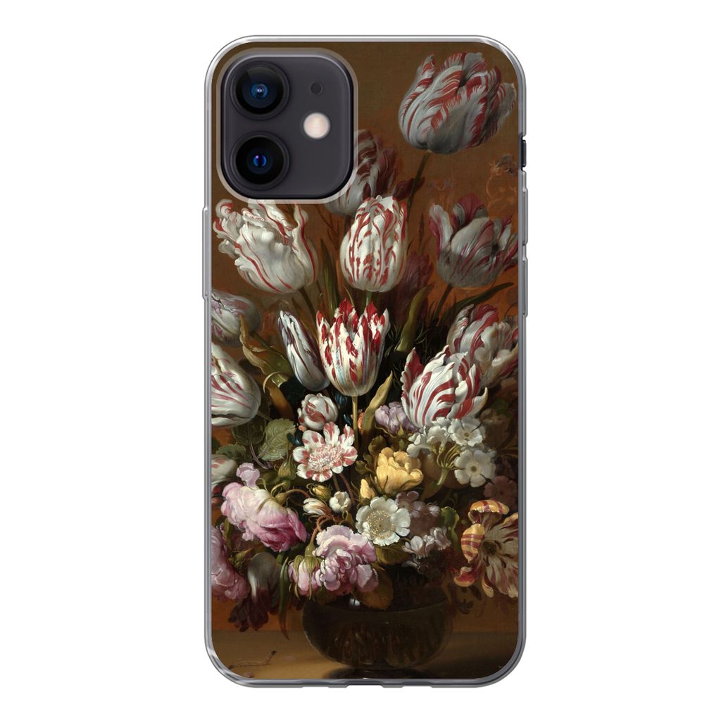 MuchoWow Handyhülle Schutzhülle Hülle für iPhone 12 Kunst - Blumen - Stillleben - Alte Meister - Vintage Silikon Softcase Handy Hülle - Schu...