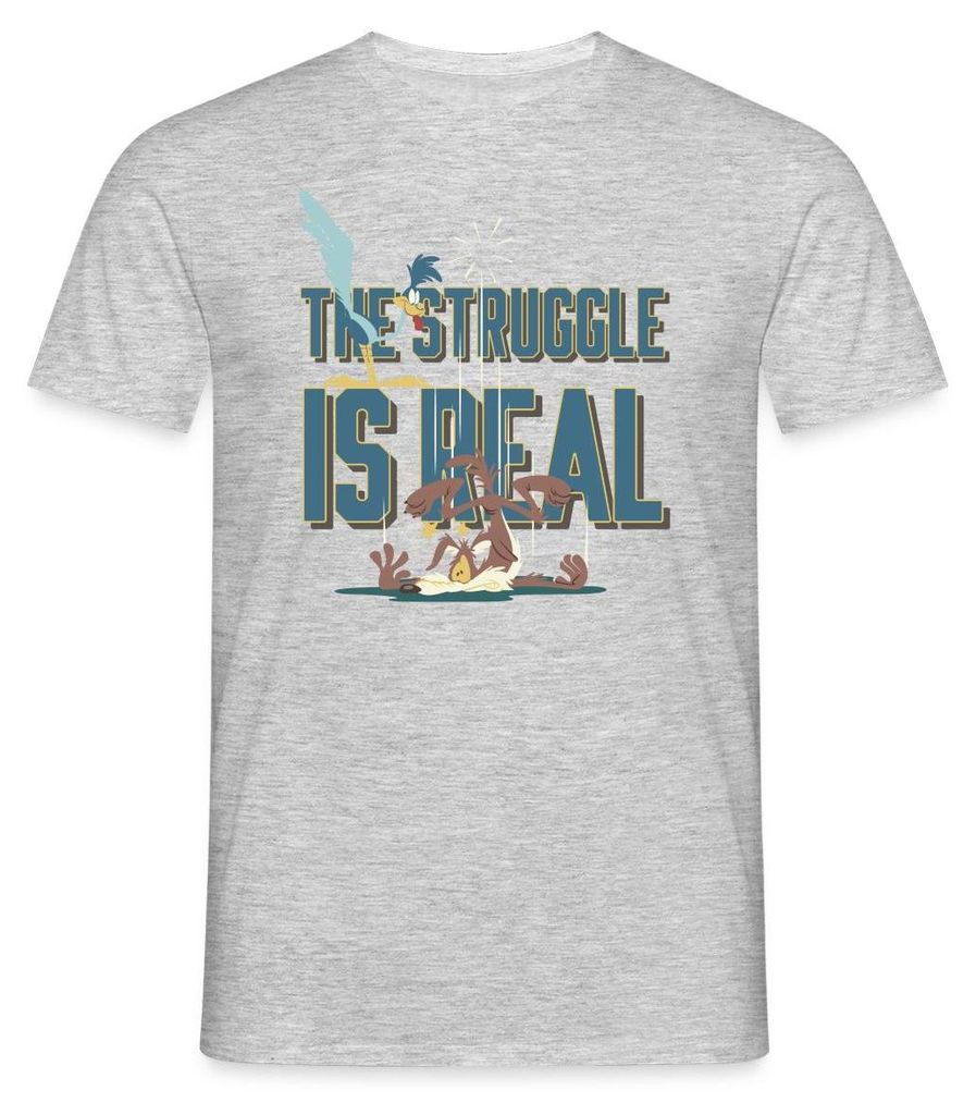 Spreadshirt Looney Tunes The Struggle Is Real Spruch Männer T-Shirt, XXL, Grau meliert