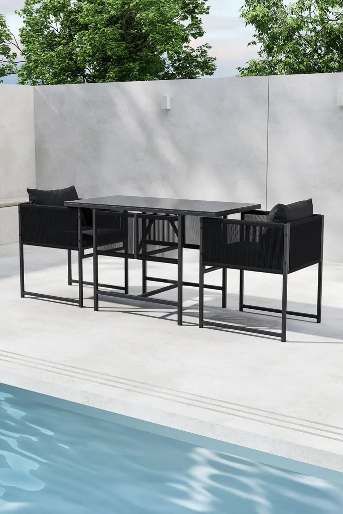 Petit ensemble de salle à manger table et 2 chaises noires pour studio
