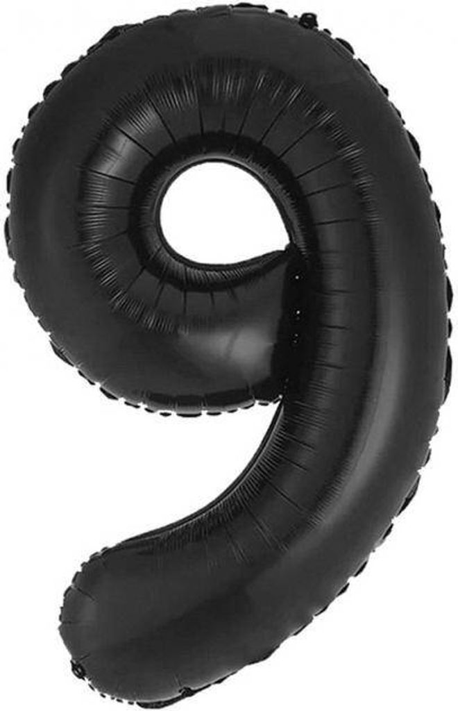 Folienballon, Zahl 9, mattschwarz, 85 cm
