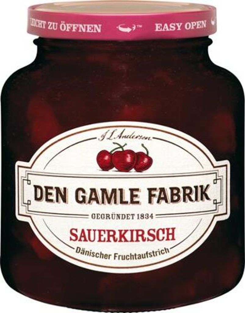 Den Gamle Fabrik Sauerkirsche Fruchtaufstrich 380g Produktbild 