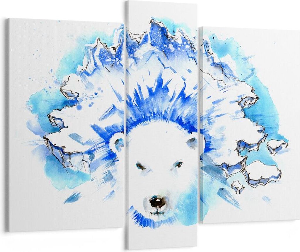 Bild auf Leinwand - Leinwandbild - Bär Eis Winter Arktis - 95x80cm - Wand Bild - Wanddeko - Leinwanddruck - Bilder - Kunstdruck - Wanddekoration -...