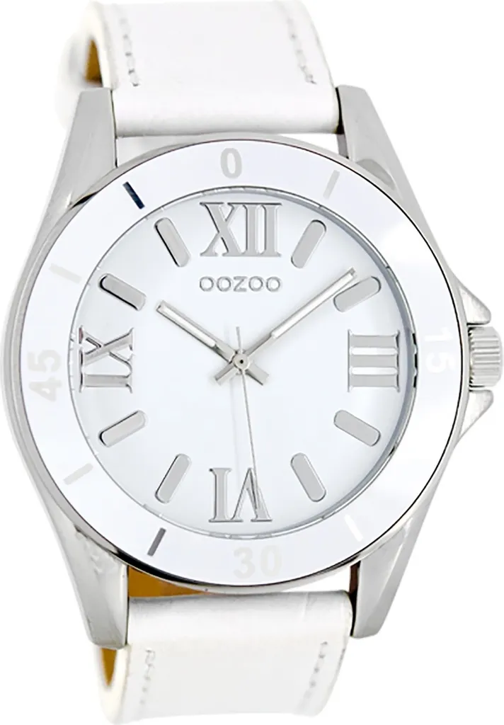 Montre Oozoo blanche en cuir Vintage Series UOC5735A pour femme et homme