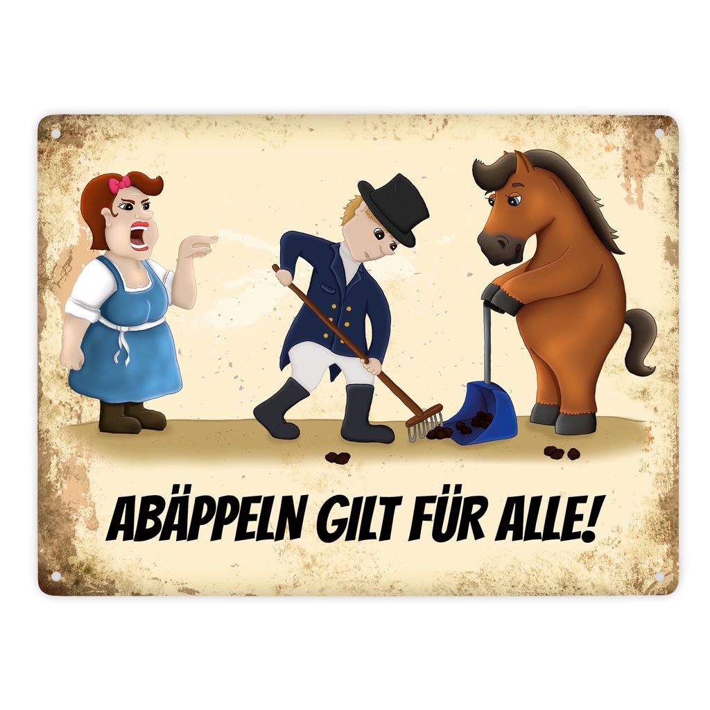 Abäppeln gilt für alle Metallschild XXL mit Reiter und Pferde Motiv Schild