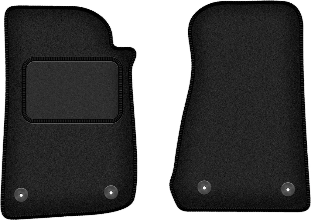 Wielganizator tappetini auto velours anteriori adatto per Jeep Wrangler IV (2017-, fuoristrada) neri, set 2 pz, con fissaggi