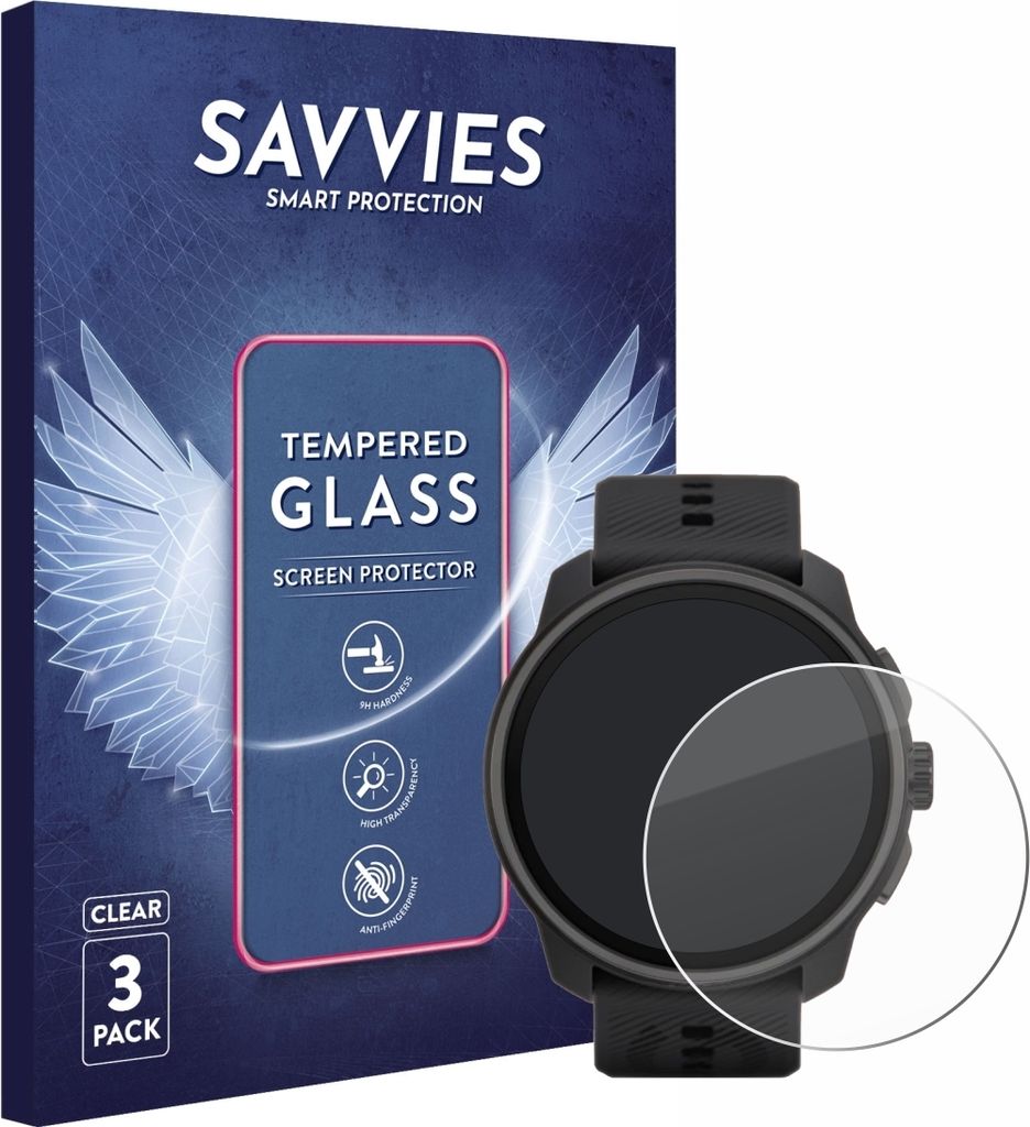 3x Savvies Schutzglas für Suunto Race S Displayschutz 9H Produktbild 