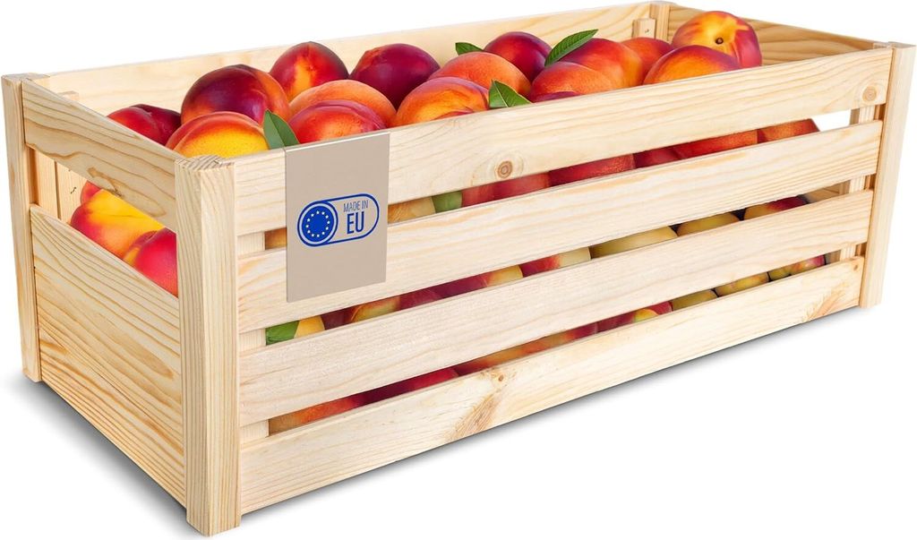 Creative Deco Faltbare Holzkiste Klappkiste mit Schlitzen | 69 x 29,5 x 23,5 cm | Aufbewahrungsbox Obstkiste Gemüse Holzbox