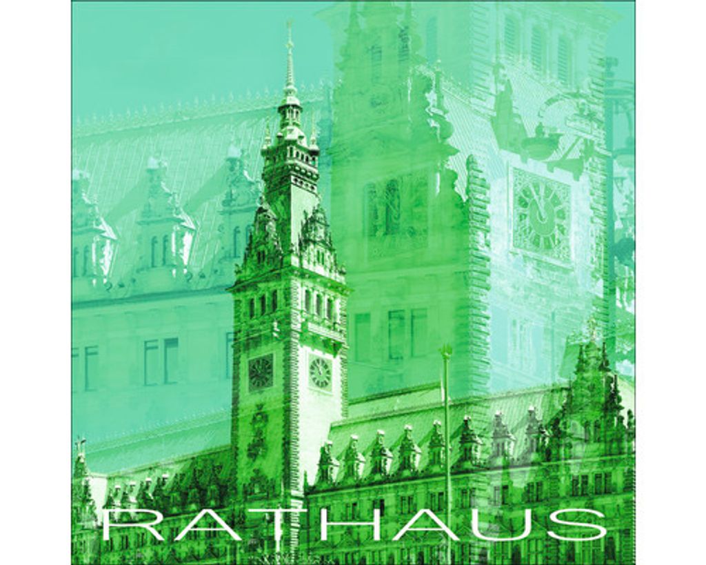 Glasbild Hamburg Rathaus grün 20x20 cm Produktbild 