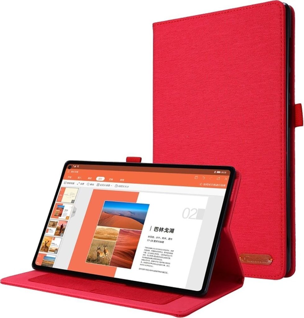 König Design Tablet-Hülle kompatibel mit Realme Pad 10.4 Stoff Smart Cover Case Etui Rot