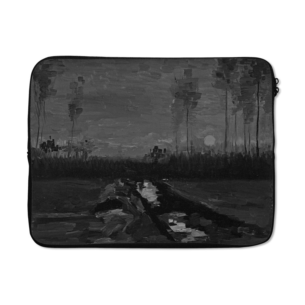 MuchoWow Laptop Hülle 15 Zoll Landschaft in der Dämmerung - Vincent van Gogh - Schwarz und weiß Laptoptasche - Laptoptasche - Sleeve - Rundum-...