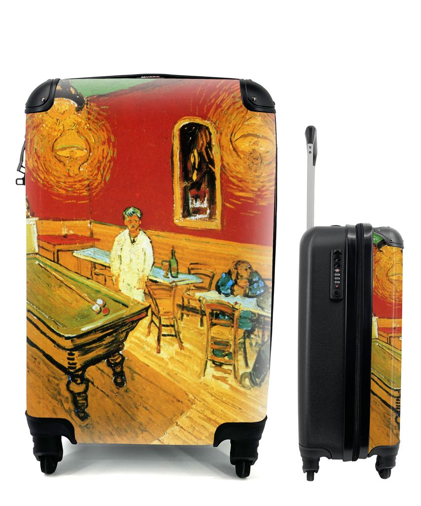 MuchoWow Koffer Handgepäck Trolley Rollkoffer Kleine Reisekoffer mit 4 Rollen - Das Nachtcafé - Vincent van Gogh - Cabin Size < 55x40x23 cm & 5...