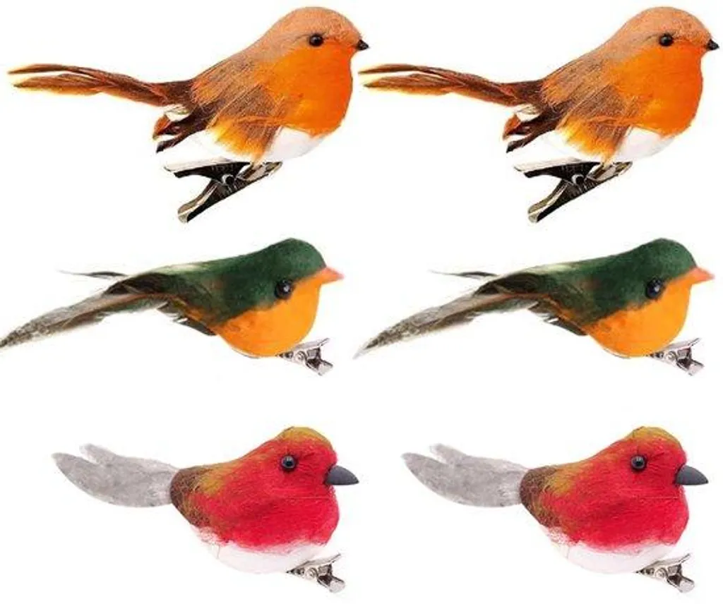 Lot de 6 figurines d'oiseaux miniatures en plastique pour décoration