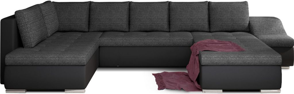 Wohnlandschaft mit Bettfunktion Polstergarnitur Ecksofa mit Schlaffunktion und Bettkasten Couch für Wohnzimmer Schlafsofa Sofagarnitur Sofa Eckcou...