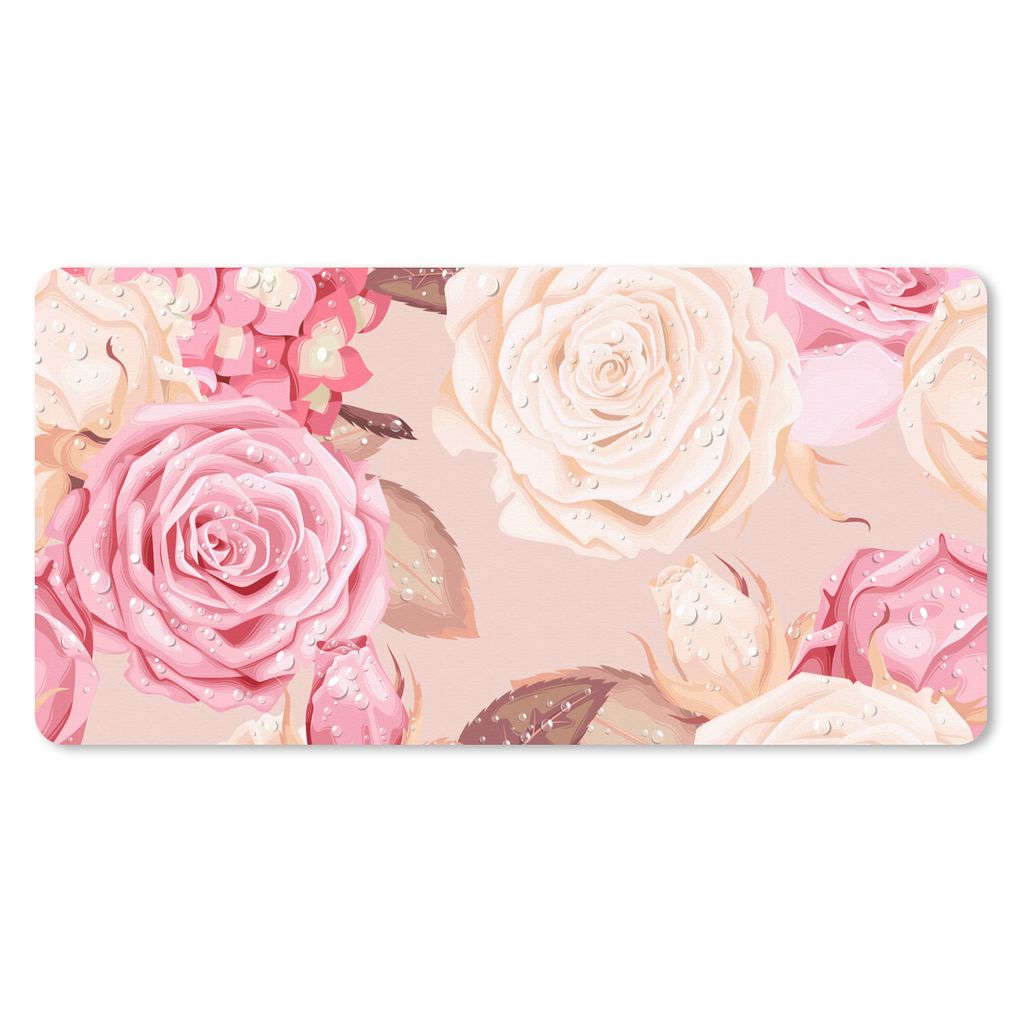 MuchoWow Mauspad Mousepad Rosen - Natur - Blumen 60x30 cm - Mousepads - Maus Mat - Pad - Mausunterlage - Nachhaltig