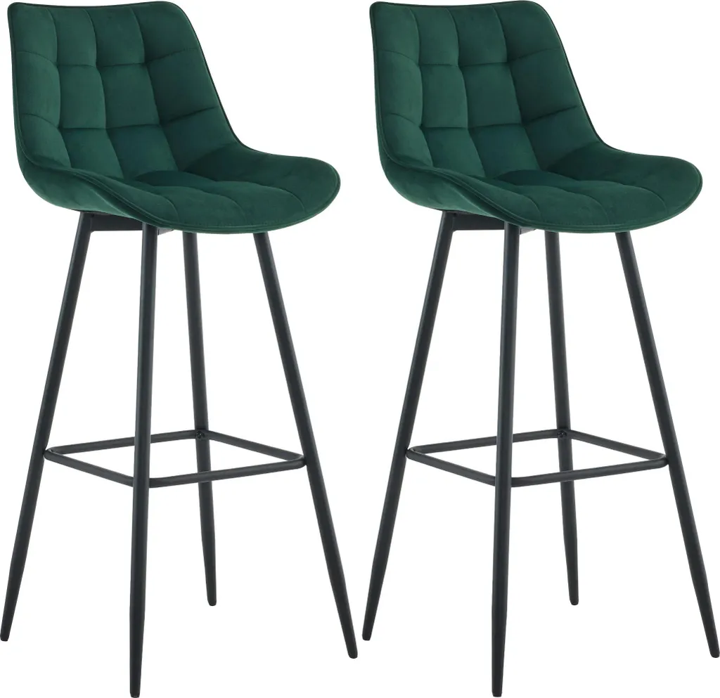 Tabouret de bar Dartford en tissu vert pour îlot de cuisine lot de 2