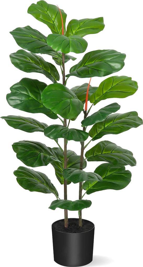 Geigenfeige (Fiddle Leaf Fig) - Künstliche Bodenpflanze - 100 cm Höhe - PE-Material - Bonsai-Stil - Für Außenbereich - 1 Stück - Milchweiß