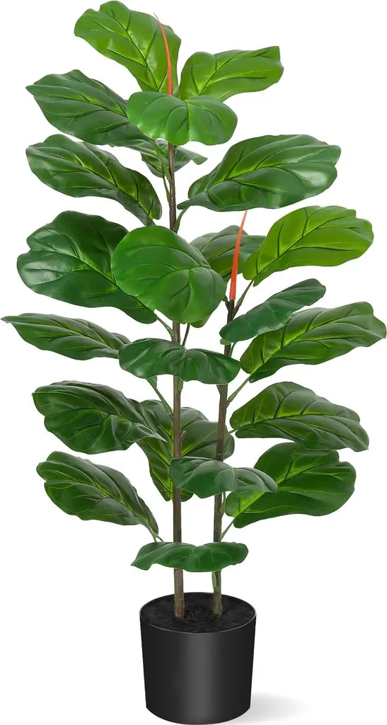 Plante Artificielle Ficus Lyre 100cm Style Bonsaï en PE Blanc Laiteux