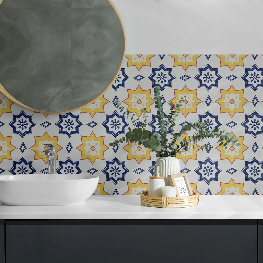 20 Mattonelle Adesive 20x20 Cucina e Bagno - Effetto 3D Stella PVC - 3