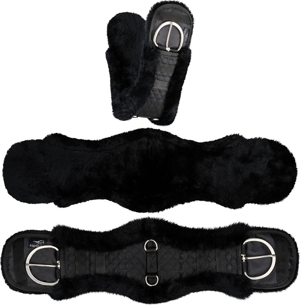 Equinate Westerngurt Classical anatomisch Lammfell 85cm - 34" Schwarz