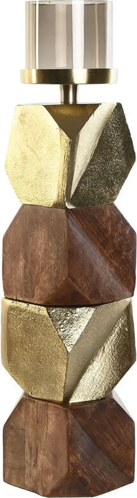Chandelier Design en Bois de Manguier et Cristal Or DKD Home Decor