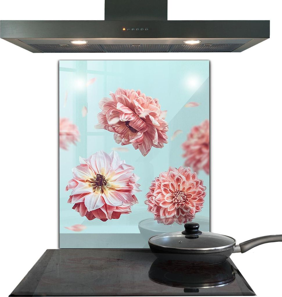 Spritzschutz aus Glas Küchenrückwand - Wandschutz für Herd und Spüle - 60x80 cm - Blumen Aerial Komposition