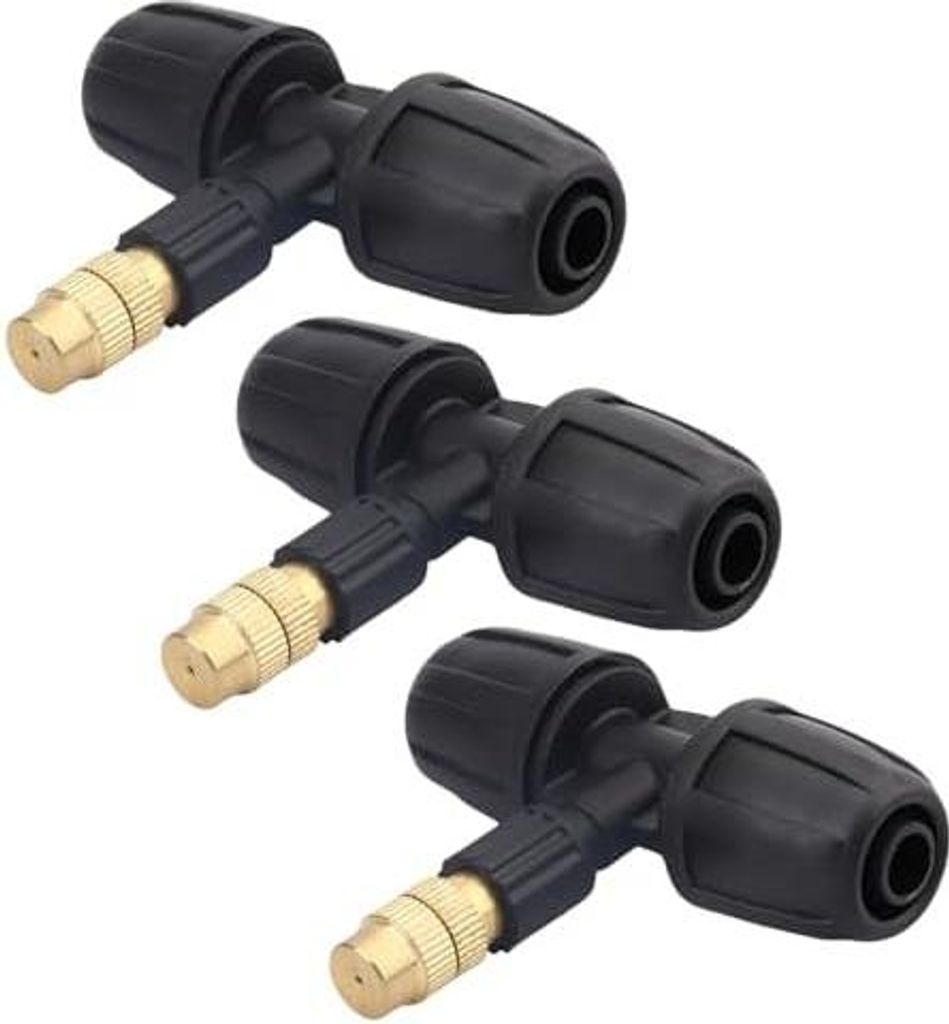 3 Stück Bewässerungsdüsen, Drei-Wege-Zerstäubungsdüse, Einstellbare Nebeldüse Spritzdüse,Bewässerungsdüse aus Messing, für 8/12 mm Tropfs...