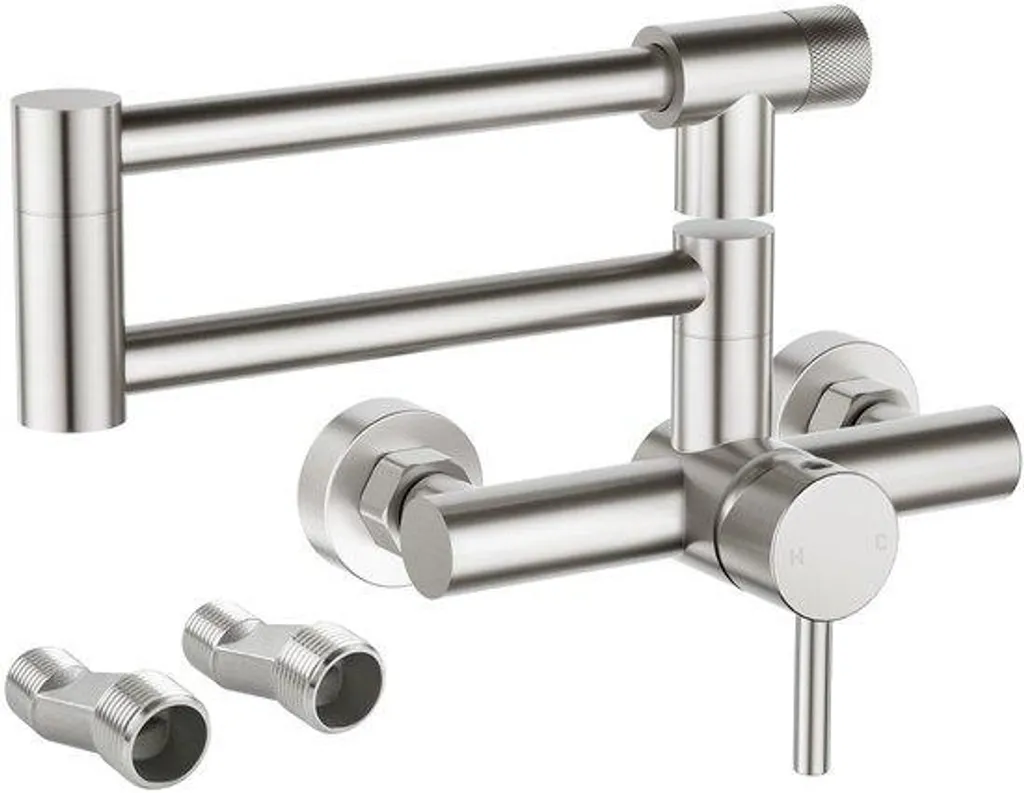 Mitigeur mural cuisine inox anti-calcaire, pivotant pour gagner de la place