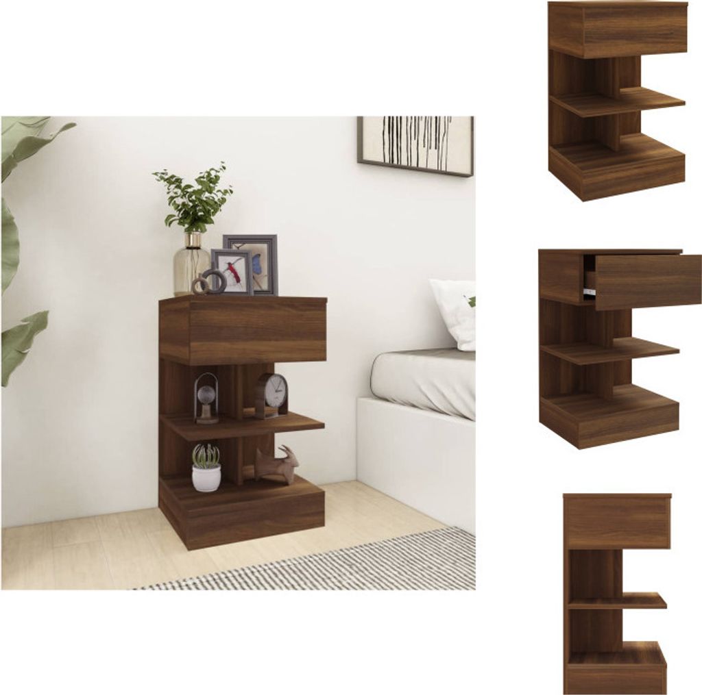 vidaXL Nachttisch Braun Eiche 40x35x65 cm Holzwerkstoff - Nachttische