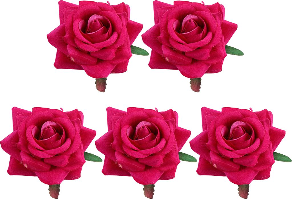 5pcs gefälschte Rosenkopf Realistische dekorative DIY -Mehrzweck -Brautzubehör Faux Seidenblumenpartydekoration-Rosenrot