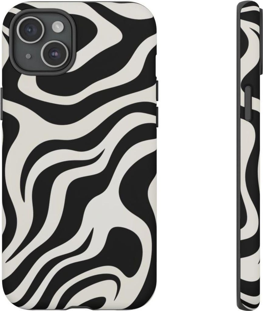 Abstraktes Zebra-Muster in Schwarz-Weiß – Hülle Kompatibel mit iPhone 15 Plus
