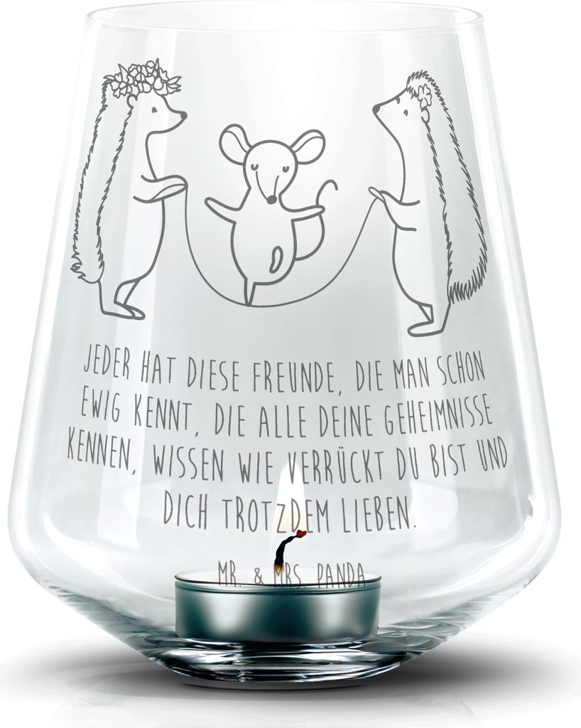 Mr. & Mrs. Panda Teelicht Glas Igel Seilhüpfen - Transparent - Geschenk, Kerzenglas, Windlicht, Teelichthalter, Lustige Sprüche, Kinder, Laterne,...