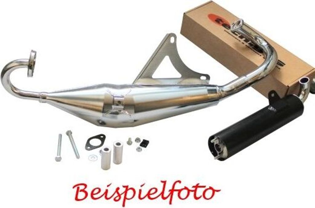 Auspuff Tecnigas Q-TRE CHROMED für Peugeot Motor vertikal z.B. für Peugeot Buxy, Zenith 50ccm