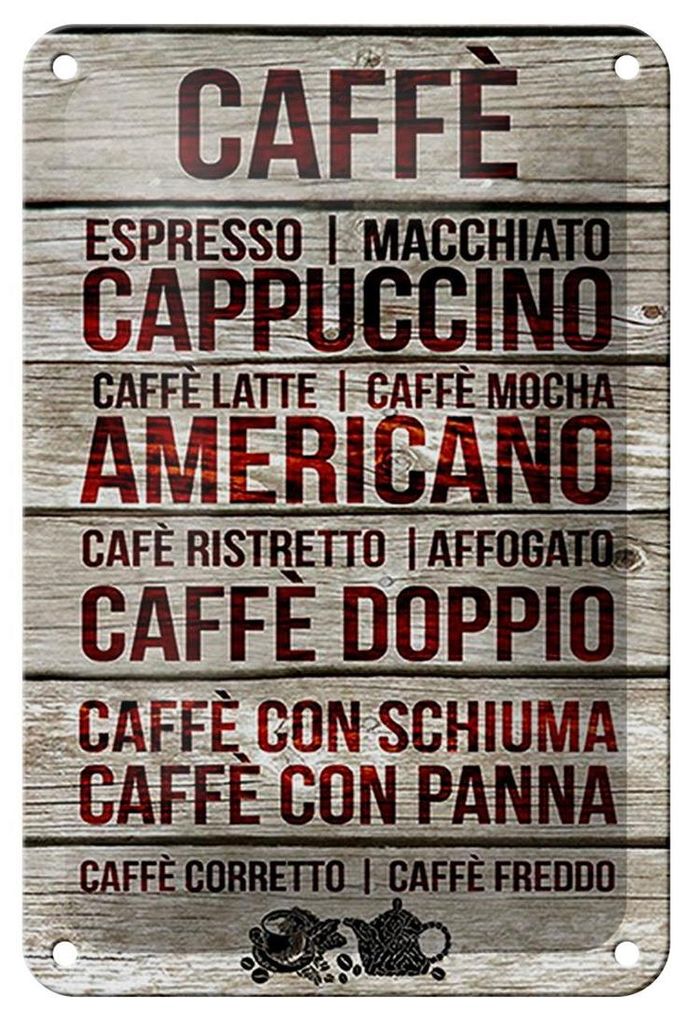 Blechschild Caffee 12x18cm Caffe espresso capuccino latte