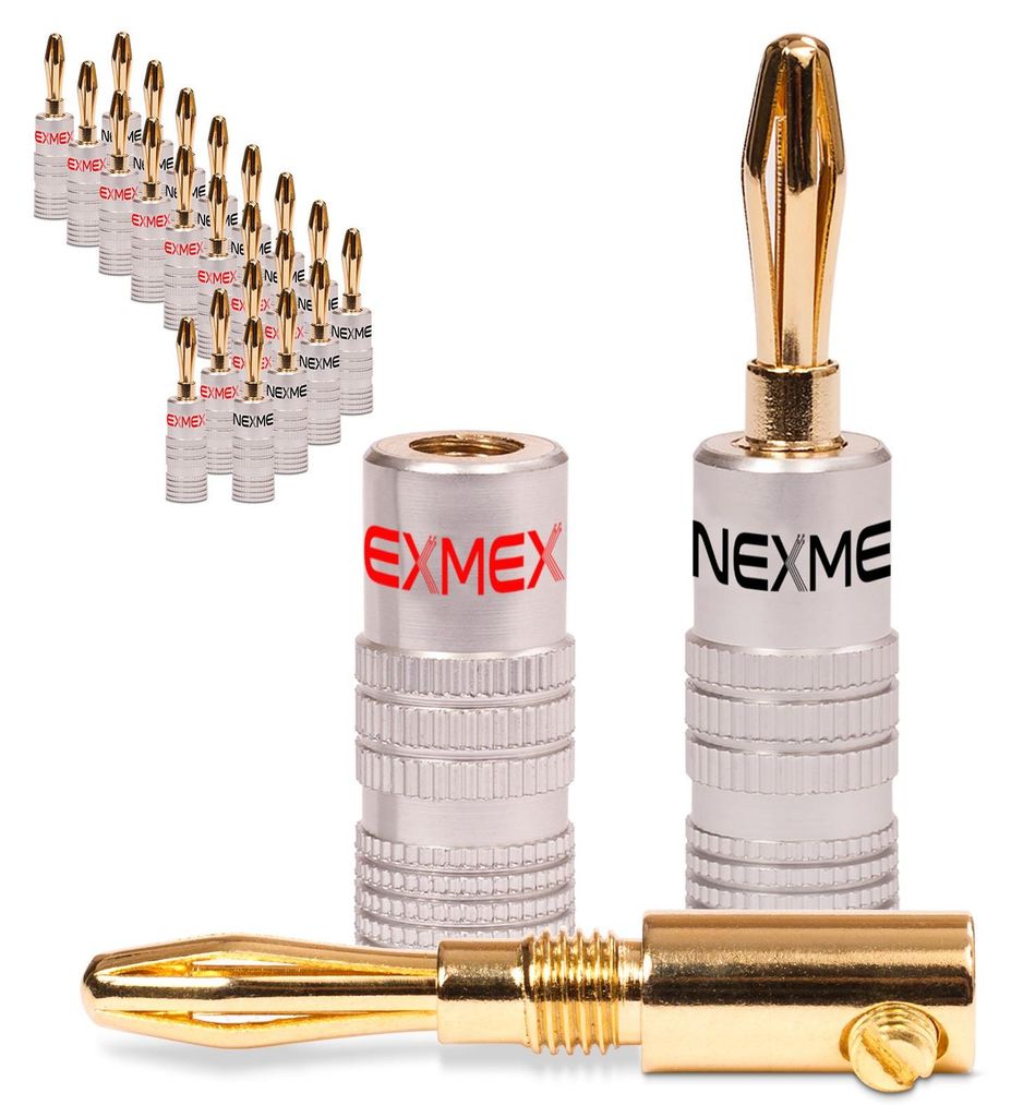 24x Bananenstecker NEXMEX 24K vergoldet High End Stecker Banana Kabel bis 6mm²