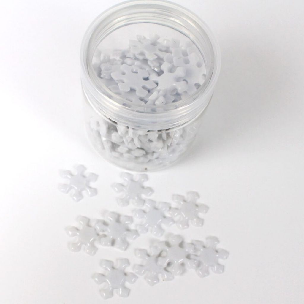 125 Schneeflocken Streuteile 2cm Polyresin Winter Weihnachten, Farbe:weiß