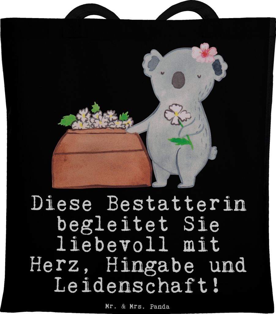 Mr. & Mrs. Panda Schultasche Bestatterin Herz - Schwarz - Geschenk, Stoffbeutel, Tasche, Shopping, Tragetasche, Beutel
