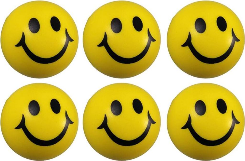 6 x Oblique Unique Smiley Knautschball Antistressball Produktbild 