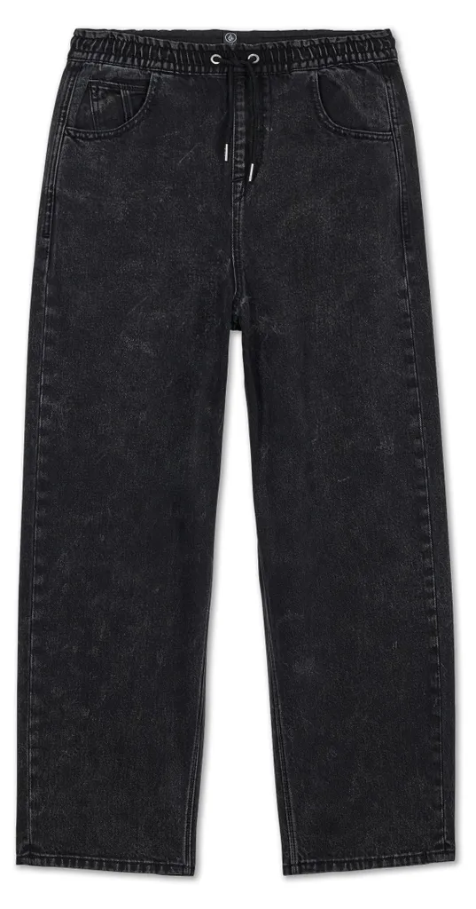 Pantalon Jean Large Volcom Freazy Loose Noir Intense en Denim Taille 26