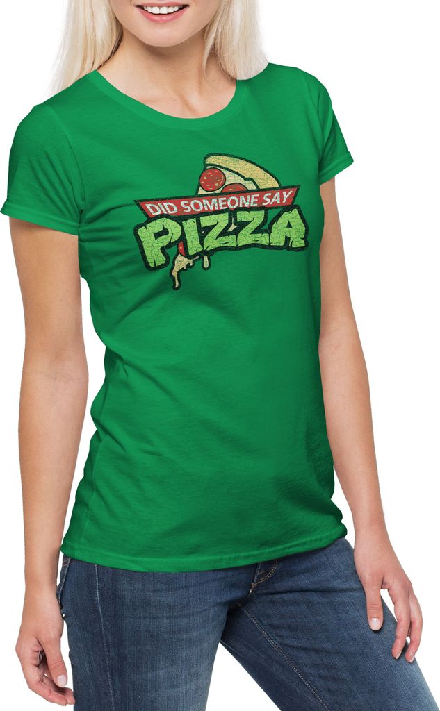 Urban Backwoods Did Someone Say Pizza, Damen T-Shirt, Farbe: Hellgrün, Größe: S
