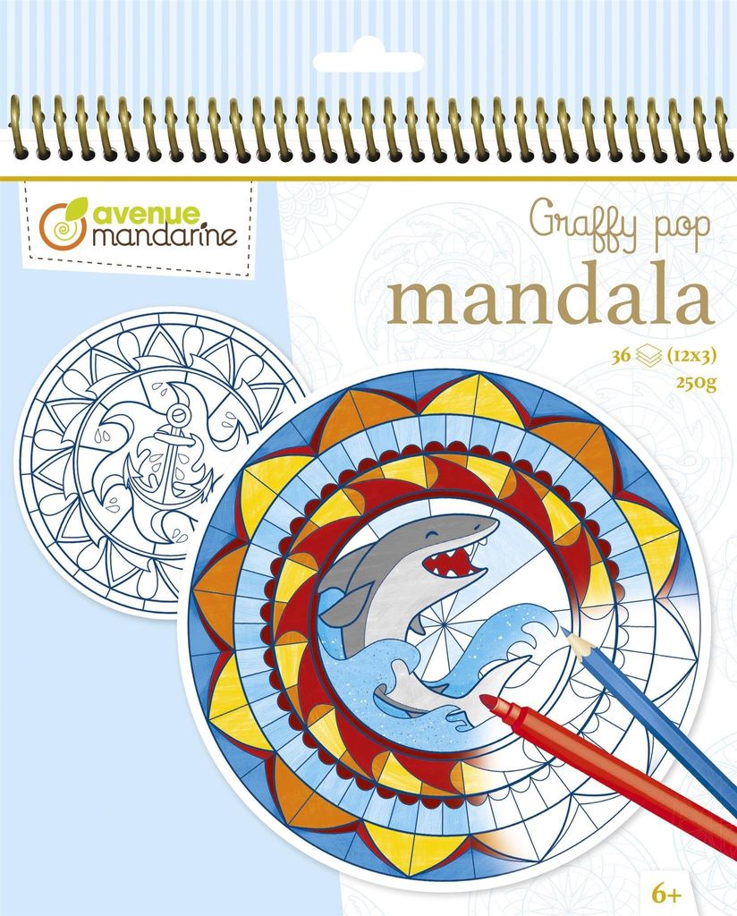 avenue mandarine Malbuch "Graffy Pop Mandala" Boy 36 Blatt