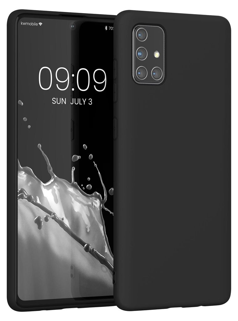 kwmobile Hülle kompatibel mit Samsung Galaxy A71 Hülle - gummierte TPU Silikon Handyhülle - Schutzhülle für kabelloses Laden - Case in Schwarz