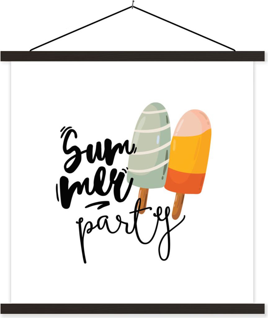 MuchoWow Textilposter Sommer - Party - Eiscreme 90x90 cm mit schwarzem Rahmen - Magnetisches