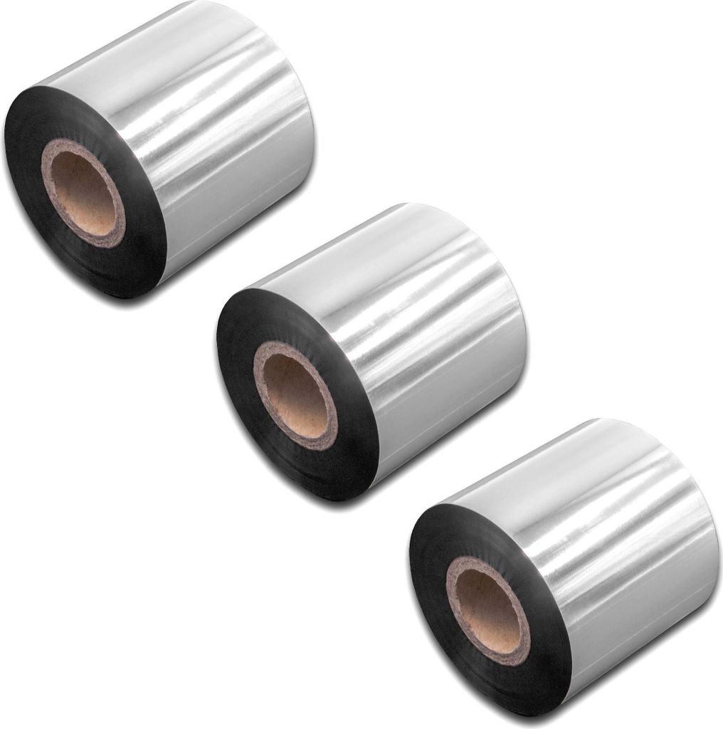 vhbw 3x Thermotransfer-Band kompatibel mit Bixolon Samsung SLP-TX403, SLP-TX400 Drucker Etikettendrucker, Wischfest, 60 mm x 300 m, Wachs Harz Schwarz