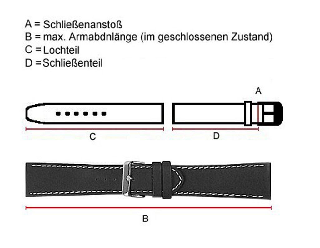 Festina Ersatzband Uhrenarmband Leder Band 16mm für F16479 F16477, Farbe:weiss