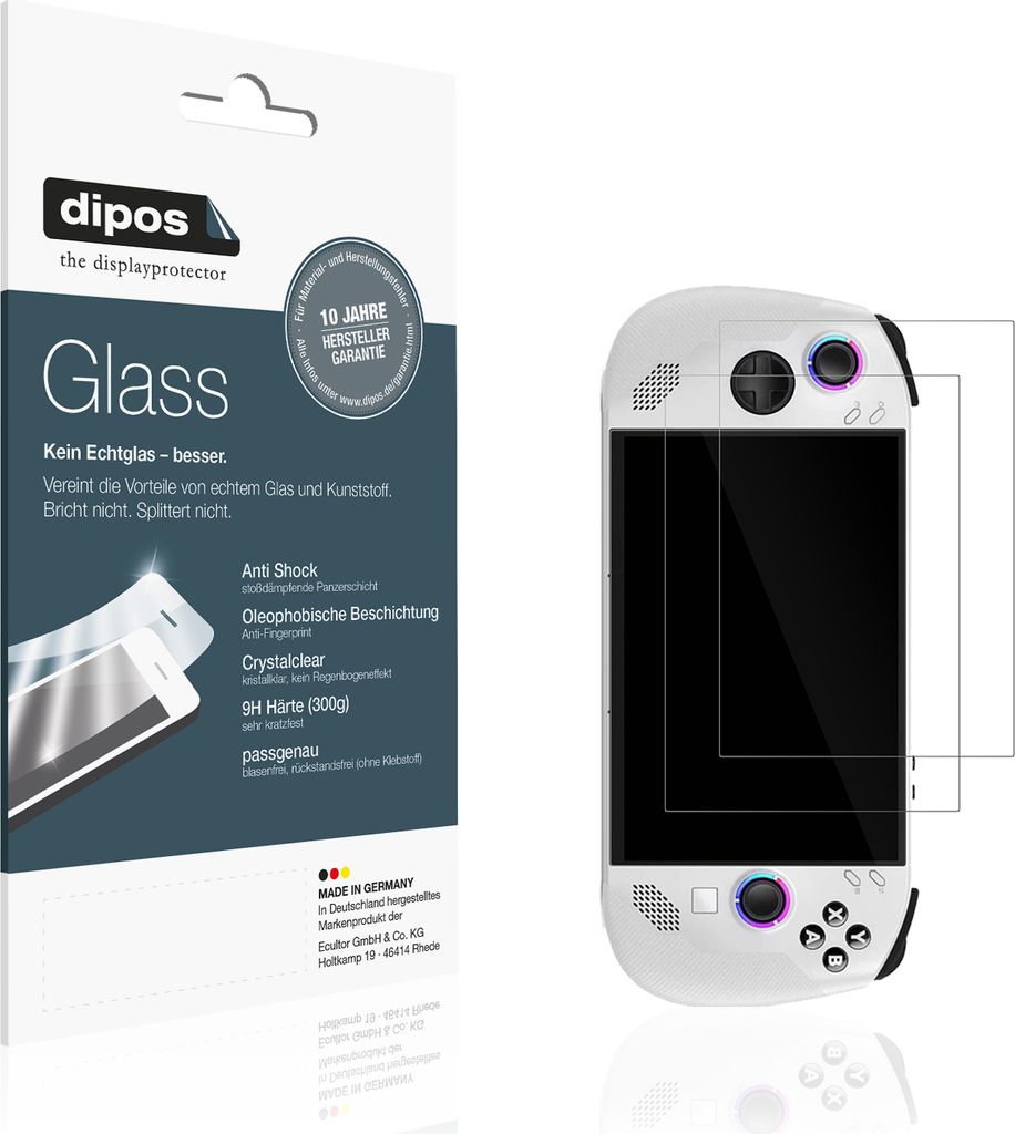 2x Schutzfolie für Lenovo Legion Go S - Anti-Shock 9H Folie dipos Glass Kunststoffglas