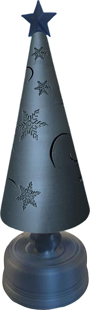 Weihnachtsbaumschmuck, 3D-gedruckter, beleuchteter, wirbelnder Schneebaum mit Schneeflockenmuster, Tischdekoration für den Kaminsims, Feiertagspar...