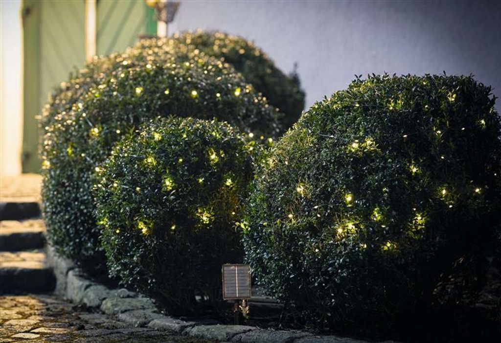 Solar LED Lichterkette "Outdoor" 20m mit 200 LED's, warmweiß, Timer, 8 Funktionen, Garten Weihnachtsbaum Beleuchtung